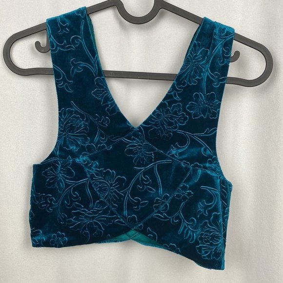 Anthropologie Blue Velvet Crop Top - Picture 2 of 8